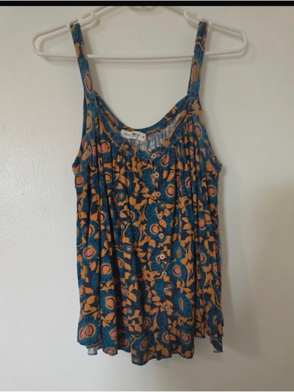 NATURAL LIFE Teal Floral Button-Front Camisole